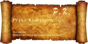Pritz Klarissza névjegykártya